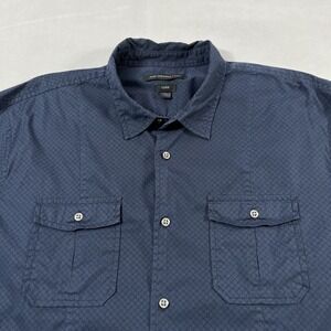 John Varvatos Shirt Men Large Blue‎ Luxe Button Up Stretch Pockets